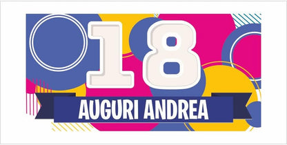 GLOBAL STRISCIONE FONDALE COMPLEANNO - 18 ANNI MOD. 3 - STRISCIONE PERSONALIZZATO IN CARTA O IN BANNER PVC ANCHE DA ESTERNO GARANZIA 5 ANNI