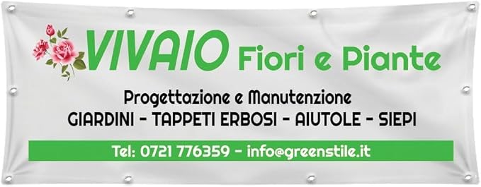 GLOBAL STRISCIONE FONDALE  ATTIVITÀ - VIVAIO - STRISCIONE PERSONALIZZATO IN CARTA O IN BANNER PVC ANCHE DA ESTERNO GARANZIA 5 ANNI