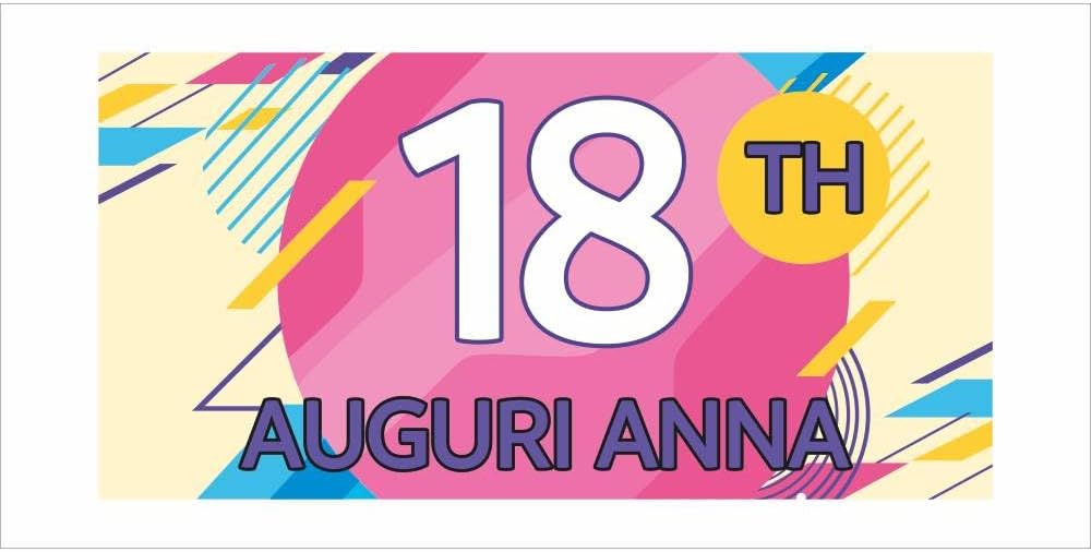 GLOBAL STRISCIONE FONDALE COMPLEANNO - 18 ANNI MOD. 2 - STRISCIONE PERSONALIZZATO IN CARTA O IN BANNER PVC ANCHE DA ESTERNO GARANZIA 5 ANNI