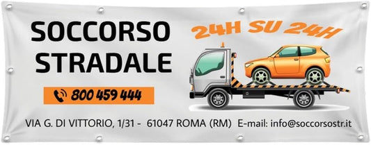GLOBAL STRISCIONE FONDALE  ATTIVITÀ - SOCCORSO STRADALE - STRISCIONE PERSONALIZZATO IN CARTA O IN BANNER PVC ANCHE DA ESTERNO GARANZIA 5 ANNI