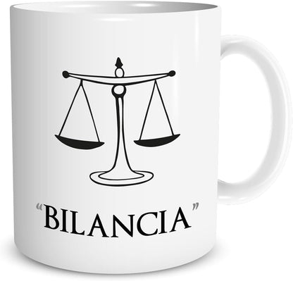 Tazza in ceramica Stampata - BILANCIA SEGNO ZODIACALE OROSCOPO mod 2 - Tazza 320 ml in Ceramica Bianca, Stampa in alta definizione Idea Regalo Originale e Unica MADE IN ITALY
