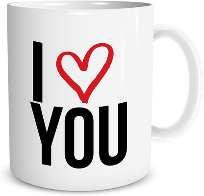 Tazza in ceramica Stampata - I LOVE YOU mod 2 - Tazza 320 ml in Ceramica Bianca, Stampa in alta definizione Idea Regalo Originale e Unica MADE IN ITALY