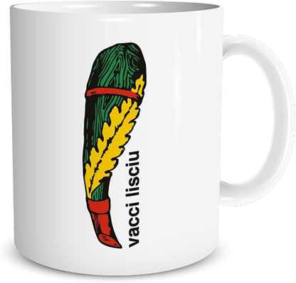 Tazza in ceramica Stampata - Asso di Mazze - Tazza 320 ml in Ceramica Bianca, Stampa in alta definizione Idea Regalo Originale e Unica MADE IN ITALY