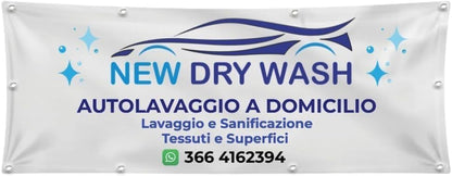 GLOBAL STRISCIONE FONDALE  ATTIVITÀ - AUTOLAVAGGIO A DOMICILIO - STRISCIONE PERSONALIZZATO IN CARTA O IN BANNER PVC ANCHE DA ESTERNO GARANZIA 5 ANNI