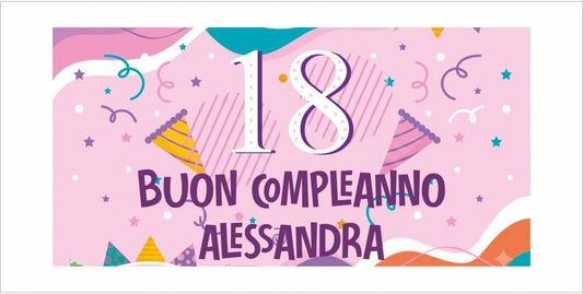 GLOBAL STRISCIONE FONDALE COMPLEANNO - 18 ANNI MOD. 5 - STRISCIONE PERSONALIZZATO IN CARTA O IN BANNER PVC ANCHE DA ESTERNO GARANZIA 5 ANNI