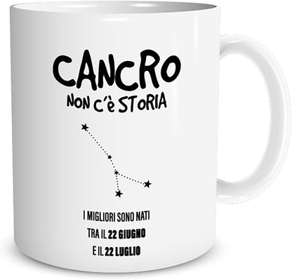 Tazza in ceramica Stampata - CANCRO SEGNO ZODIACALE OROSCOPO - Tazza 320 ml in Ceramica Bianca, Stampa in alta definizione Idea Regalo Originale e Unica MADE IN ITALY