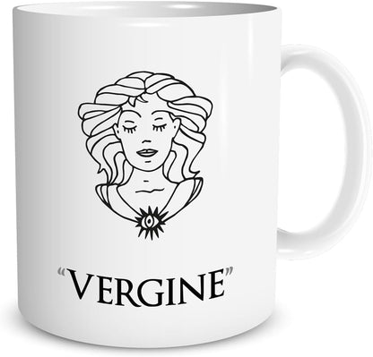 Tazza in ceramica Stampata - VERGINE SEGNO ZODIACALE OROSCOPO mod 2 - Tazza 320 ml in Ceramica Bianca, Stampa in alta definizione Idea Regalo Originale e Unica MADE IN ITALY