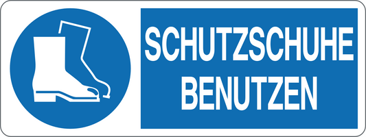 SCHUTZSCHUHE BENUTZEN - CARTELLO SEGNALETICO UNI ISO 7010 in Adesivo, Pannello in Forex, Pannello In Alluminio