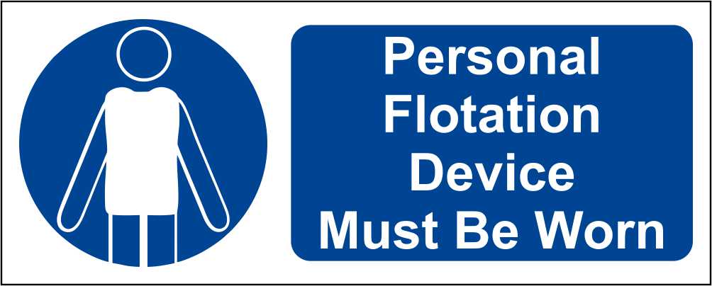 Personal Flotation Device Must Be Worn - CARTELLO SEGNALETICO UNI ISO 7010 in Adesivo Resistente, Pannello in Forex, Pannello In Alluminio