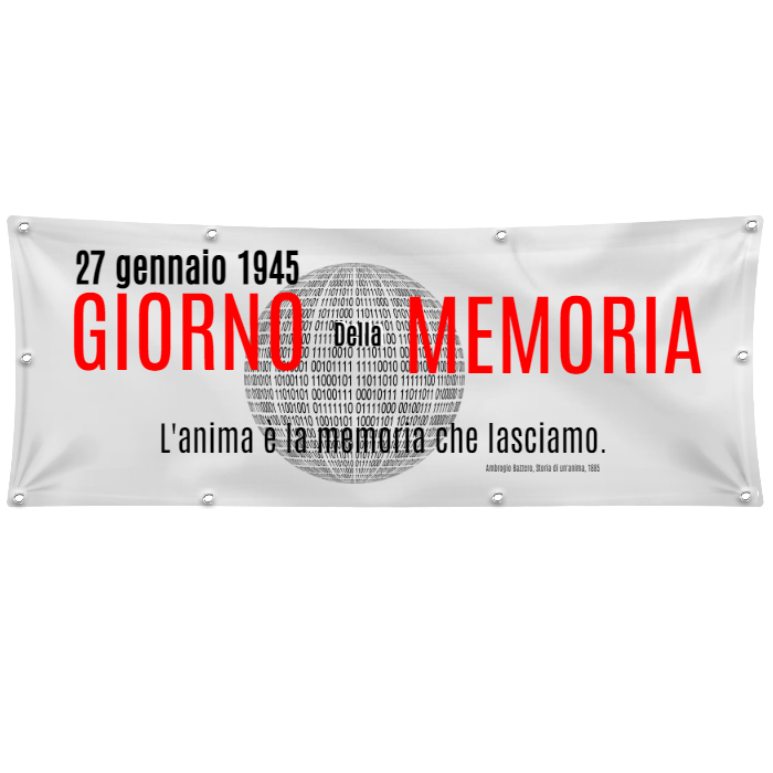 GLOBAL STRISCIONE FONDALE ANNIVERSARIO - IL GIORNO DELLA MEMORIA - IN CARTA O IN BANNER PVC ANCHE DA ESTERNO GARANZIA 5 ANNI