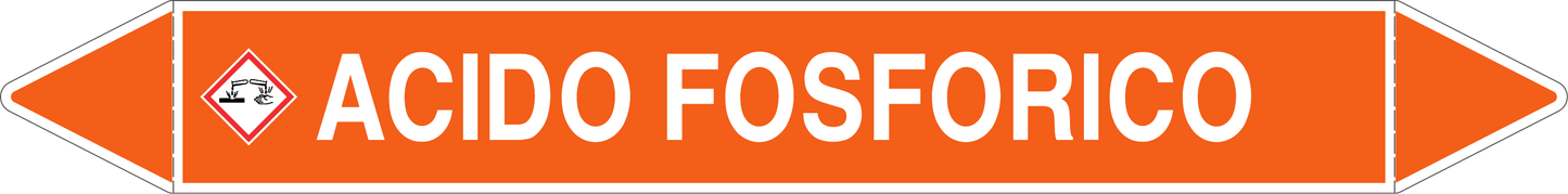 GLOBAL PACCO DA 10 ETICHETTE PER TUBAZIONI - ACIDO FOSFORICO - Etichetta Autoadesiva Resistente