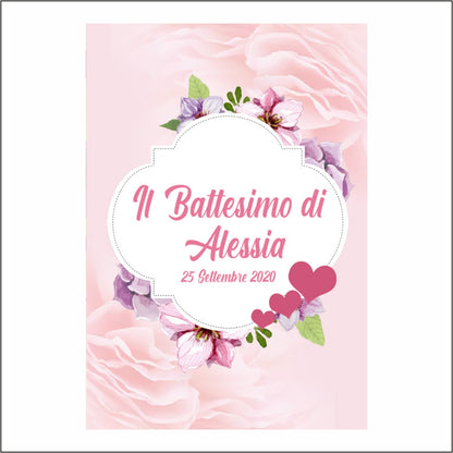 GLOBAL STRISCIONE FONDALE BATTESIMO - Battesimo Flower - STRISCIONE PERSONALIZZATO IN CARTA O IN BANNER PVC ANCHE DA ESTERNO GARANZIA 5 ANNI
