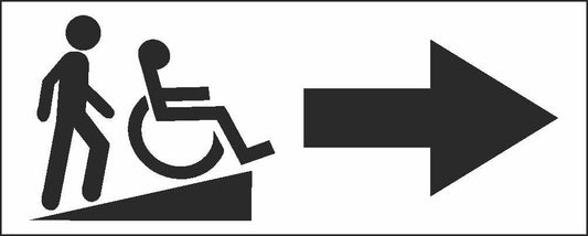 Rampa di accesso disabili con freccia personalizzata - CARTELLO SEGNALETICO UNI ISO 7010 in Adesivo Resistente, Pannello in Forex, Pannello In Alluminio