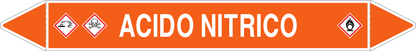 GLOBAL PACCO DA 10 ETICHETTE PER TUBAZIONI - ACIDO NITRICO - Etichetta Autoadesiva Resistente