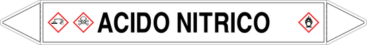 GLOBAL PACCO DA 10 ETICHETTE PER TUBAZIONI - ACIDO NITRICO mod 2 - Etichetta Autoadesiva Resistente