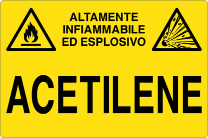 GLOBAL CARTELLO SEGNALETICO - ACETILENE - Adesivo Resistente, Pannello in Forex, Pannello In Alluminio