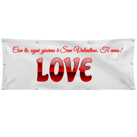 GLOBAL STRISCIONE FONDALE ANNIVERSARIO - SAN VALENTINO LOVE 1 - IN CARTA O IN BANNER PVC ANCHE DA ESTERNO GARANZIA 5 ANNI