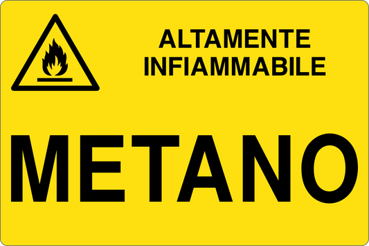 GLOBAL CARTELLO SEGNALETICO - METANO - Adesivo Resistente, Pannello in Forex, Pannello In Alluminio