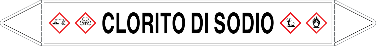 GLOBAL PACCO DA 10 ETICHETTE PER TUBAZIONI - CLORITO DI SODIO - Etichetta Autoadesiva Resistente