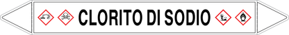 GLOBAL PACCO DA 10 ETICHETTE PER TUBAZIONI - CLORITO DI SODIO - Etichetta Autoadesiva Resistente