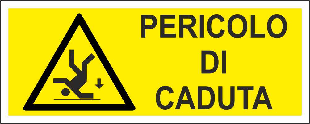 PERICOLO DI CADUTA mod 3 - CARTELLO SEGNALETICO UNI ISO 7010 in Adesivo Resistente, Pannello in Forex, Pannello In Alluminio