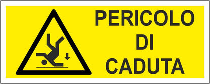 PERICOLO DI CADUTA mod 3 - CARTELLO SEGNALETICO UNI ISO 7010 in Adesivo Resistente, Pannello in Forex, Pannello In Alluminio