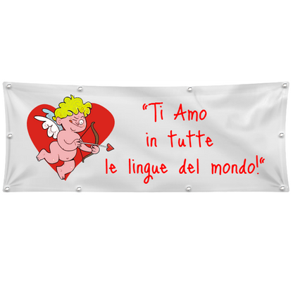 GLOBAL STRISCIONE FONDALE ANNIVERSARIO - TI AMO - IN CARTA O IN BANNER PVC ANCHE DA ESTERNO GARANZIA 5 ANNI