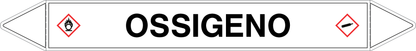 GLOBAL PACCO DA 10 ETICHETTE PER TUBAZIONI - OSSIGENO - Etichetta Autoadesiva Resistente