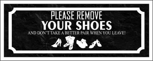 Please remove your shoes - CARTELLO SEGNALETICO UNI ISO 7010 in Adesivo Resistente, Pannello in Forex, Pannello In Alluminio