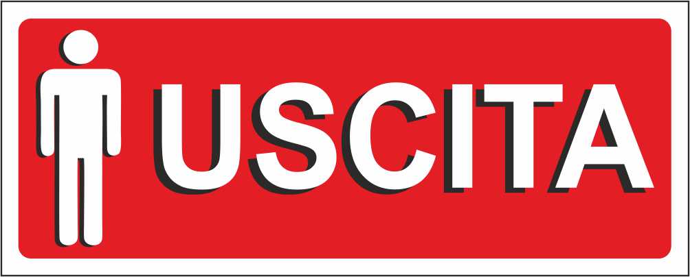 Uscita - CARTELLO SEGNALETICO UNI ISO 7010 in Adesivo Resistente, Pannello in Forex, Pannello In Alluminio
