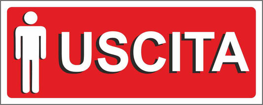 Uscita - CARTELLO SEGNALETICO UNI ISO 7010 in Adesivo Resistente, Pannello in Forex, Pannello In Alluminio