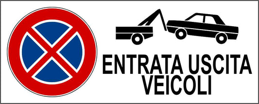 ENTRATA USCITA VEICOLI - CARTELLO SEGNALETICO UNI ISO 7010 in Adesivo Resistente, Pannello in Forex, Pannello In Alluminio