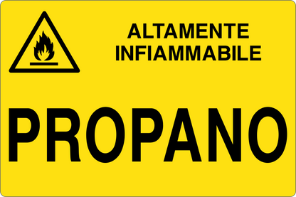 GLOBAL CARTELLO SEGNALETICO - PROPANO - Adesivo Resistente, Pannello in Forex, Pannello In Alluminio