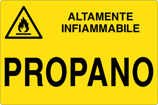 GLOBAL CARTELLO SEGNALETICO - PROPANO - Adesivo Resistente, Pannello in Forex, Pannello In Alluminio