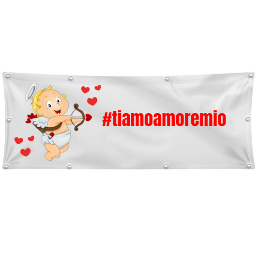 GLOBAL STRISCIONE FONDALE ANNIVERSARIO - TI AMO AMORE MIO - IN CARTA O IN BANNER PVC ANCHE DA ESTERNO GARANZIA 5 ANNI