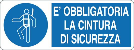 È OBBLIGATORIA LA CINTURA DI SICUREZZA - CARTELLO SEGNALETICO UNI ISO 7010 in Adesivo, Pannello in Forex, Pannello In Alluminio
