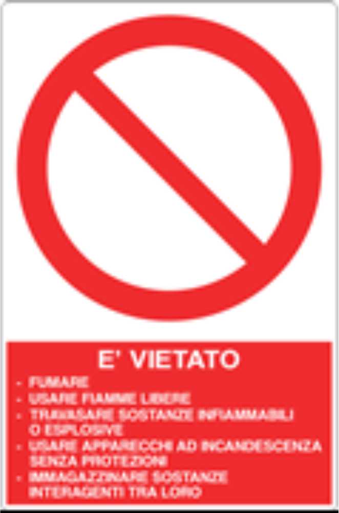 GLOBAL CARTELLO SEGNALETICO - È VIETATO: FUMARE, USARE FIAMME LIBERE, TRAVASARE - Adesivo Resistente, Pannello in Forex, Pannello In Alluminio