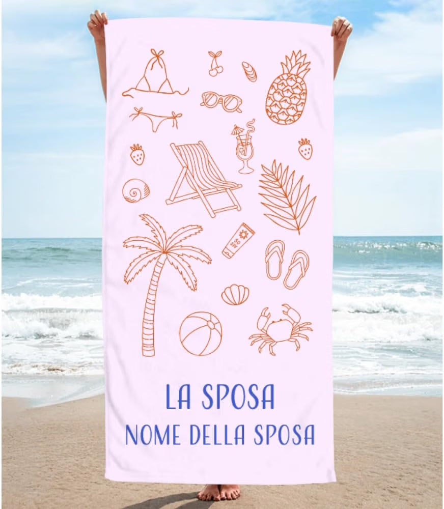 Vestin Telo da spiaggia personalizzato - LA SPOSA COL TUO NOME - con Nome personalizzato - asciugamano da bagno asciugamano da piscina asciugamano da spiaggia per vacanze
