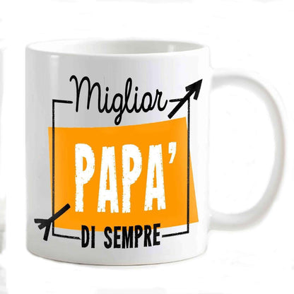 Tazza in ceramica Stampata - Miglior Papà di sempre - Tazza 320 ml in Ceramica Bianca, Stampa in alta definizione Idea Regalo Originale e Unica MADE IN ITALY