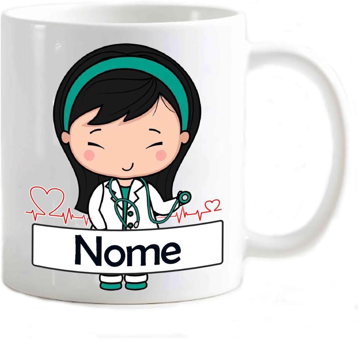 Tazza in ceramica Stampata - Dottoressa bruna personalizzata con nome - Tazza 320 ml in Ceramica Bianca, Stampa in alta definizione Idea Regalo Originale e Unica MADE IN ITALY