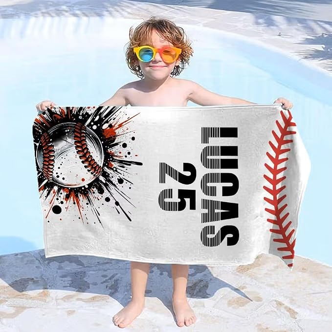 Vestin Telo da spiaggia personalizzato - PALLA DI BASEBALL STILE GRAFFITI - con Nome personalizzato - asciugamano da bagno asciugamano da piscina asciugamano da spiaggia per vacanze