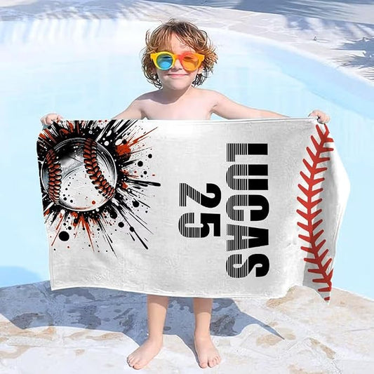 Vestin Telo da spiaggia personalizzato - PALLA DI BASEBALL STILE GRAFFITI - con Nome personalizzato - asciugamano da bagno asciugamano da piscina asciugamano da spiaggia per vacanze