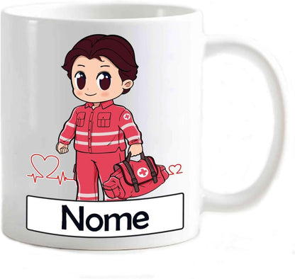 Tazza in ceramica Stampata - SOCCORRITORE 118 personalizzata con nome - Tazza 320 ml in Ceramica Bianca, Stampa in alta definizione Idea Regalo Originale e Unica MADE IN ITALY