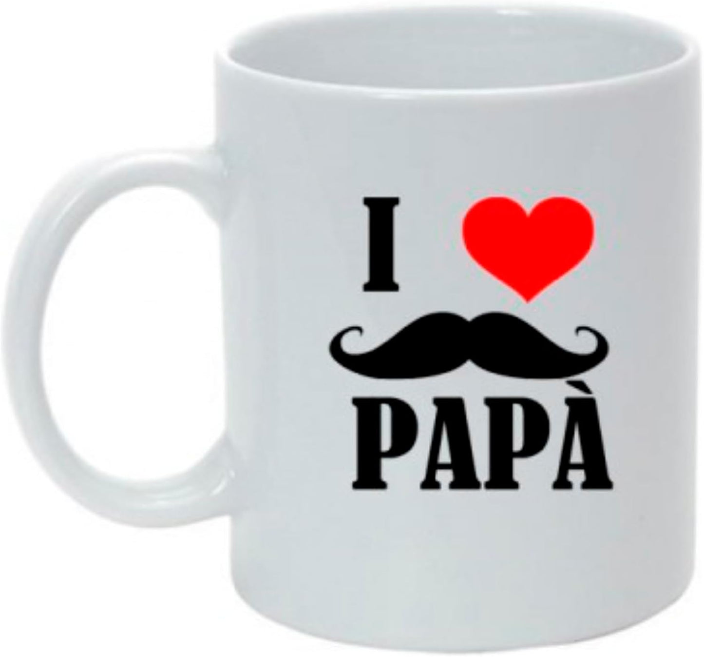 Tazza in ceramica Stampata - I Love Papà - Tazza 320 ml in Ceramica Bianca, Stampa in alta definizione Idea Regalo Originale e Unica MADE IN ITALY