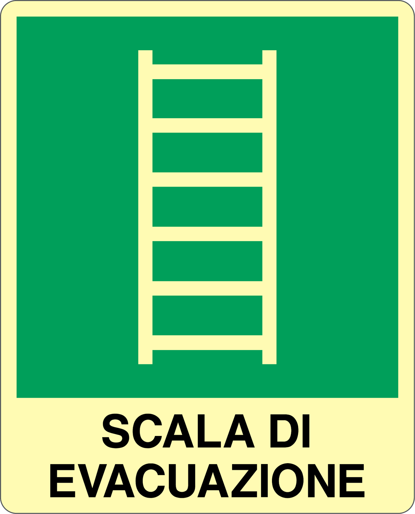 GLOBAL CARTELLO SEGNALETICO LUMINESCENTE - SCALA DI EVACUAZIONE - Adesivo Luminescente O Pannello Rigido Luminescente