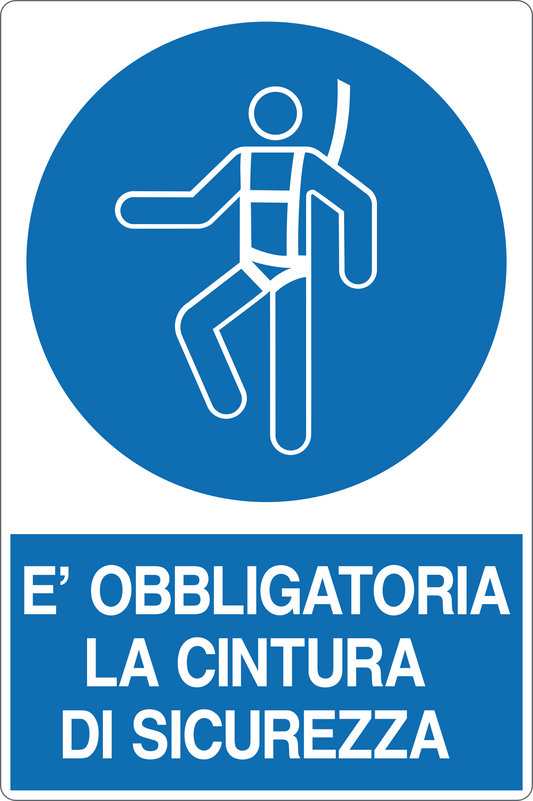 GLOBAL CARTELLO SEGNALETICO - È OBBLIGATORIA LA CINTURA DI SICUREZZA - Adesivo Resistente, Pannello in Forex, Pannello In Alluminio