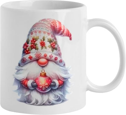 Tazza in ceramica Stampata - Gnomo Babbo Natale Palline - Tazza 320 ml in Ceramica Bianca, Stampa in alta definizione Idea Regalo Originale e Unica MADE IN ITALY