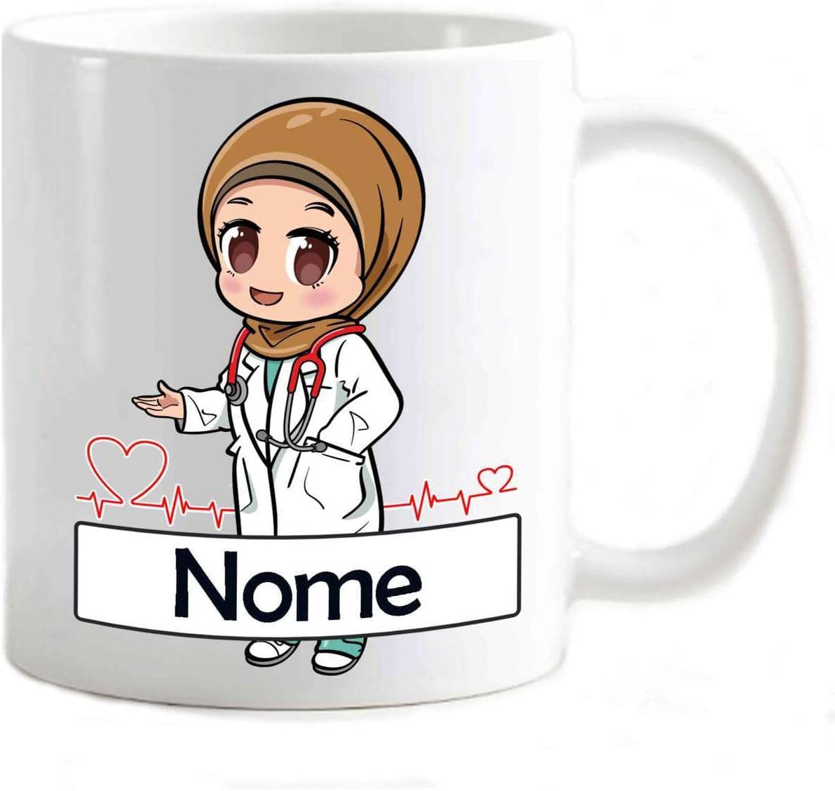 Tazza in ceramica Stampata - Dottoressa camice con velo personalizzata con nome - Tazza 320 ml in Ceramica Bianca, Stampa in alta definizione Idea Regalo Originale e Unica MADE IN ITALY