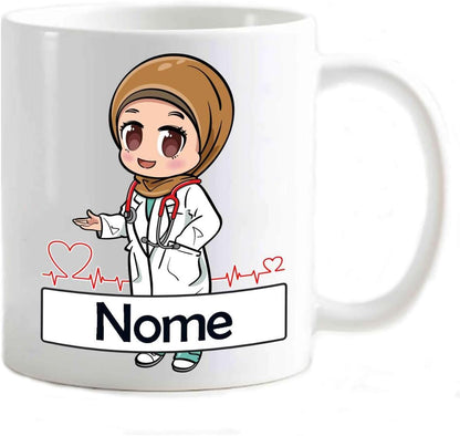 Tazza in ceramica Stampata - Dottoressa camice con velo personalizzata con nome - Tazza 320 ml in Ceramica Bianca, Stampa in alta definizione Idea Regalo Originale e Unica MADE IN ITALY