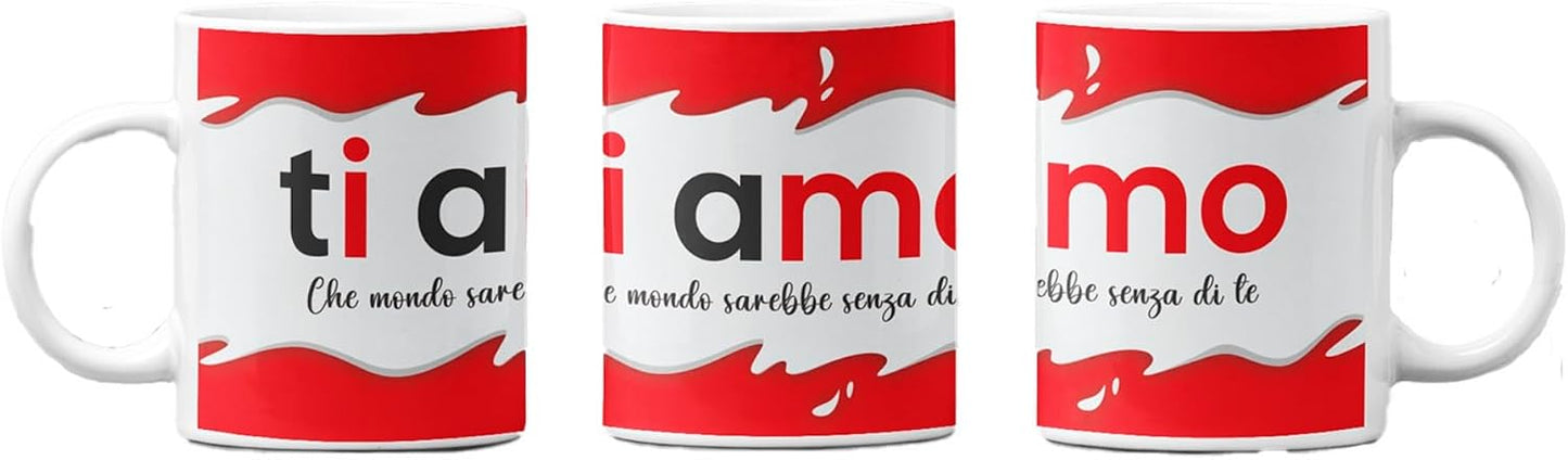 Tazza in ceramica Stampata - Ti Amo - Tazza 320 ml in Ceramica Bianca, Stampa in alta definizione Idea Regalo Originale e Unica MADE IN ITALY